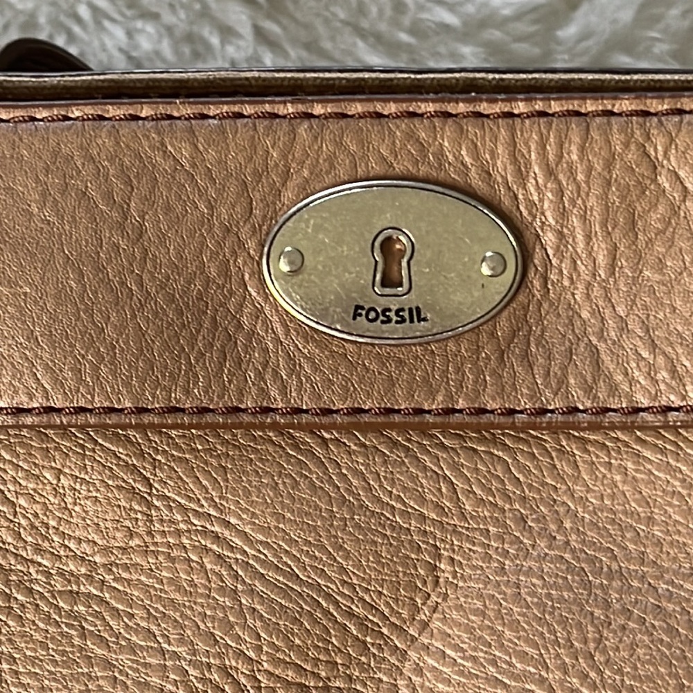 Fossil Color Block Light Tan W/Yellow Cow Hide To… - image 4